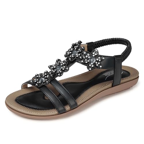 Image of SHIBEVER Dressy Flat Women Sandals: Comfortable Arch Support Womens Sandal
