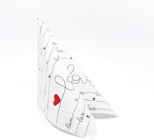 Miniatura 2 de AM Décor - 20 servilletas de papel suave de 3 capas de papel de papel de 13 x 13 pulgadas (desplegadas) Love