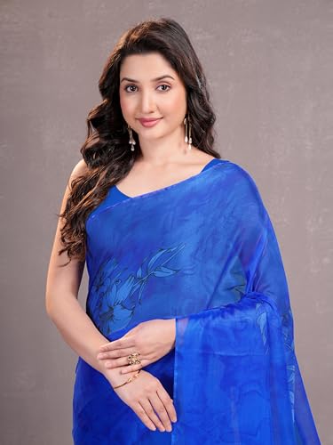 Image of Garden Vareli Floral Print Chiffon Saree