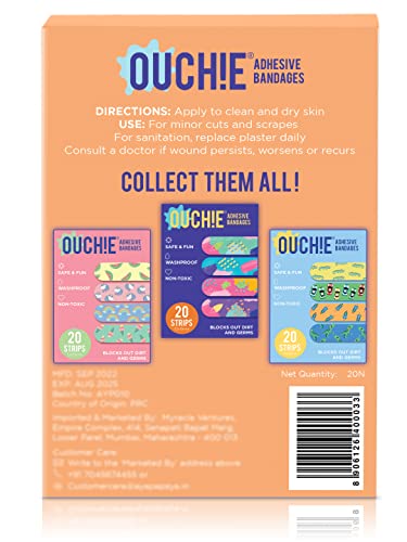 Image of Ouchie Non-Toxic Printed Bandages Double Combo (40 Pack) - Blue & Orange