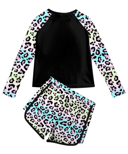 Image of Vogseek Girls Rash Guard Swimsuits 2 Piece Bathing Suit UPF 50+ Summer Swimwear Size 7-12T