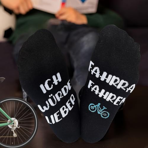 Lustige Geschenke für Männer Fahrradsocken Lustig, Geburtstag Weihnachten Geschenke für Fahrradfahrer Bruder Freund Rennrad Socken, ICH WÜRDE LIEBER FAHRRAD FAHREN Socken Fahrrad Geschenk Zubehör