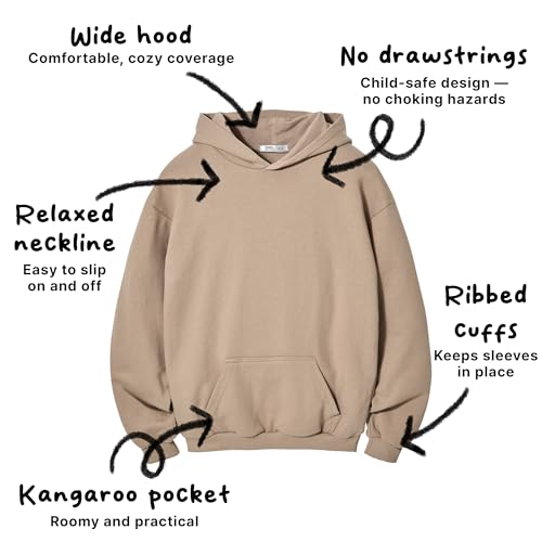 Ohoo Youth French Terry Pullover Hoodie - 100% Cotton Pre-Shrunk Soft Midweight Sweatshirt for Boys Girls3