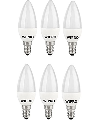 wipro Garnet Base E14 3-Watt LED Bulb (Yellow) - Pack of 6