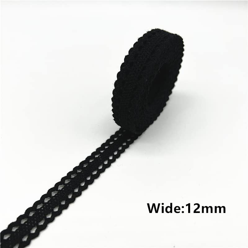 Nastro Pizzo Nero Cotone - 8 Metri Per Fai Da Te E Craft