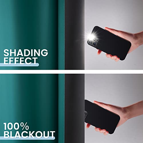 Image of SimpleHome 100% Blackout Ombre Bedroom Curtains Teal and Greyish White,84L | Room Darkening Curtains,Thermal Insulated Grommet Window Drapes and Curtains for Living Room,2 Panels, 52x84 inches Length