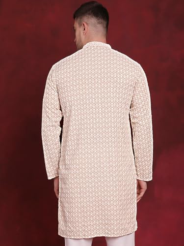 Image of Jompers Men Pure Cotton Regular Fit Sequin Embroidered Kurtas