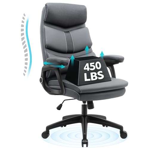 RYANGEL Silla de oficina ejecutiva 200 kg, ergonómica, de piel sintética, para personas grandes, con apoyabrazos lumbares, respaldo alto
