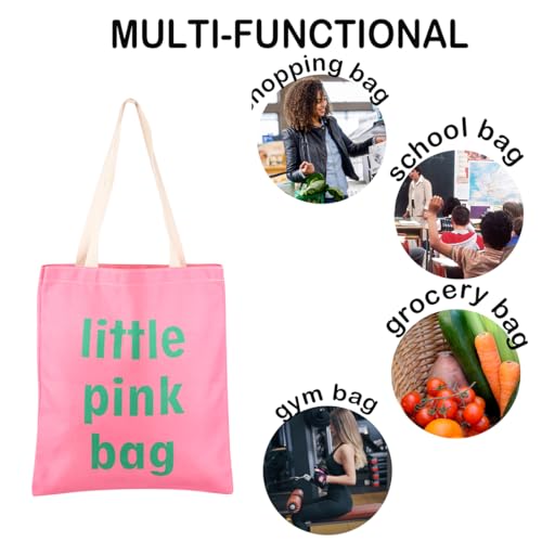Bolsa Tote Rosa Divertida y Verde para Compras miniatura 5