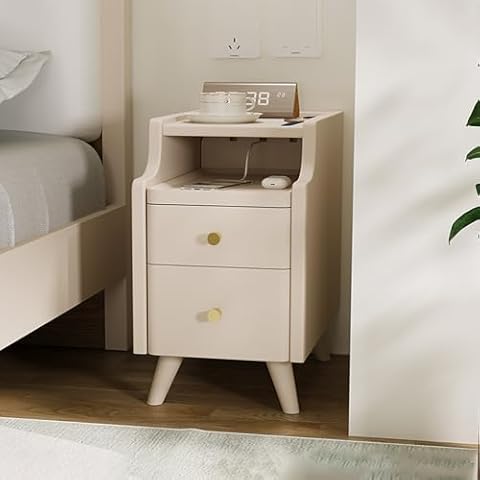 12" Solid Wood Nightstand with Drawers Cover