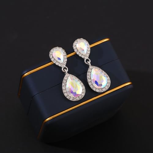 Vintage Rhinestone Teardrop Dangle Earrings Sparkle Crystal Bridal Earrings for Brides Bridesmaides Statement Drop Earrings for Women Wedding Formal Prom2
