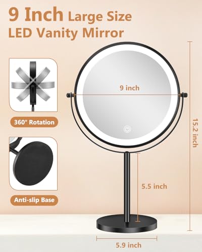 Espejo de Maquillaje Iluminado Recargable 9 Pulgadas miniatura 6