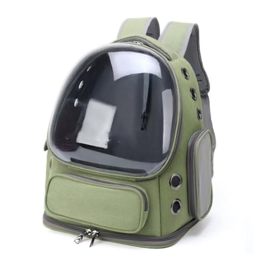 Brfveob 小動物、中型・大型猫、小型犬、ウサギ用のペット用品、バッグ、猫用、犬猫兼用、カプセル型、犬用リュック、旅行用、猫用、ポータブル猫用、透明カプセル型、犬猫用、モデル小型、グリーン (グリーン,34*27*42cm)