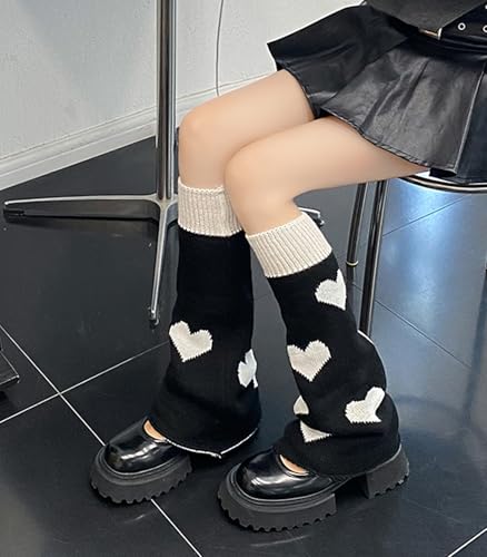 Image of WODECASA Girls Kawaii Leg Warmers Knitted Flared Leg Sleeves Goth Crochet Baggy Cuff Ankle Heap Socks