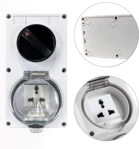 Image of MX IP66 Waterproof Outdoor Universal Socket Box 13A 250V with Spring Lid Cover, Weatherproof Dustproof ABS Electrical Wall Outlet for Garden, Balcony, Terrace & Outdoor Use