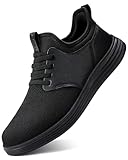 VILOCY Mens Slip On Casual Dress Shoes Hands Free Fashion Sneakers Mesh Tennis Walking Shoes Comfortable Work Shoes Breathable Lightweight Non Slip All Black,EU44
