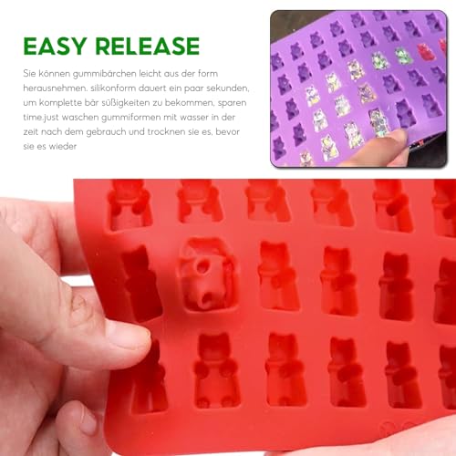Gummy Bear Mould, Pack of 4 Silicone Candy Moulds with 4 Pipettes, Silicone Mould for Gummy Bears Jelly, Chocolate - Image 4