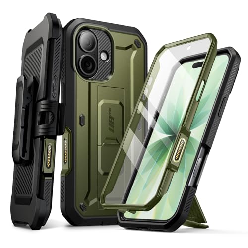 SUPCASE Etui na iPhone 17 2025 z przyciskiem sterowania kamerą [Wbudowana podpórka i ochrona ekranu] [wojskowa ochrona jakości] (UB Pro) Wytrzymała pełna obudowa do iPhone'a 17, zielona