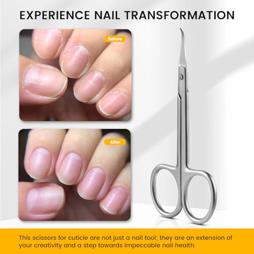 BEZOX Precision Curved Tip Cuticle Scissors - Russian Style Sharp Nail Dead Skin and Hangnail Scissor, Professional Cuticle Trimmer with Sharp, Thin Blade - Ideal for Right & Left-Handed Use - Thumbnail 2