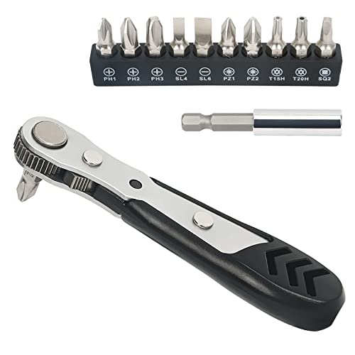 Image of STREBITO Mini Ratchet Set 12-Piece 1 /4 Right Angle Screwdriver Set - Small Ratcheting Wrench 90 Degree Offset High Torque Low Profile for Tight Spaces