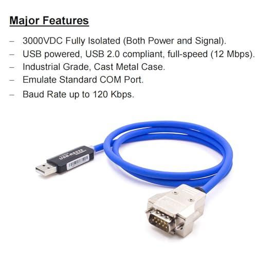 Adaptateur USB vers RS232 UIC321H isolé pour Windows Linux et Mac