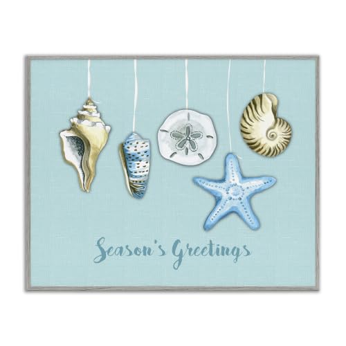 Festive Beach Holiday Seashells Hanging, 24 x 30 Inch Framed Giclée Print