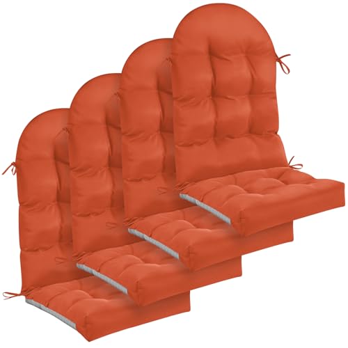 Image of Geelin 4 Pcs Outdoor Patio Chair Cushion Thick High Back Adirondack Chair Cushion Tufted Weather & Fade Resistant Anti-Slip Outside Rocking Chairs Pads with Ties 44 x 19 x 4 Inch (Orange)