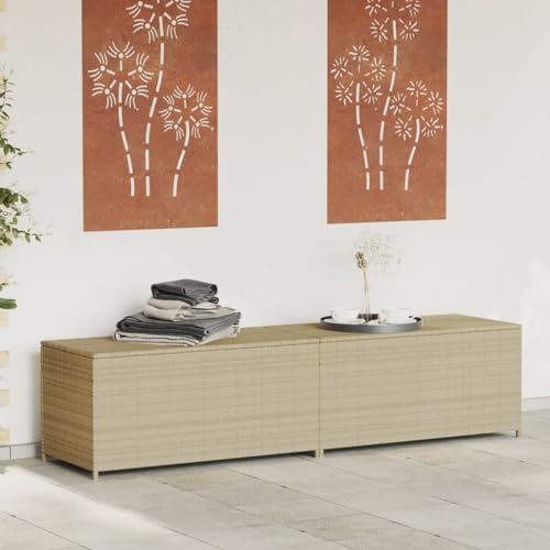 Keyroto Baúl de jardín beige mixto 469L de poliratán, baúl de jardín, baúl de jardín exterior, baúl de interior, baúl de exterior