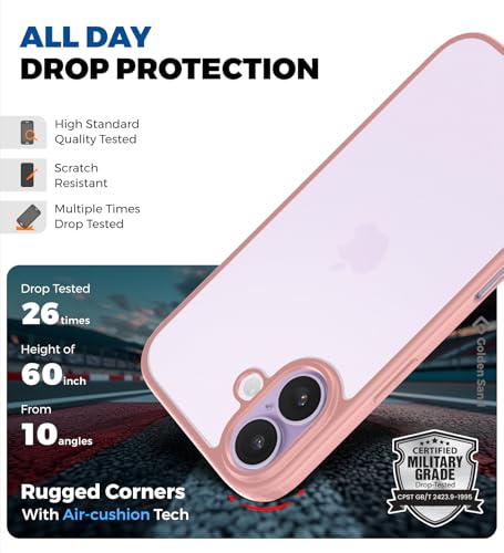 Image of Golden Sand Rugged Frosted Back Cover Case for iPhone 17 - Semi Transparent, Shockproof, Slim Profile, Matte Grip (Mist Pink, TPU+PC)
