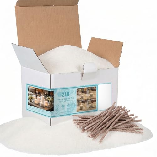 BISWYLBLJ 2 lbs White Natural Pearled Candle Sand Kit with 50 Wicks
