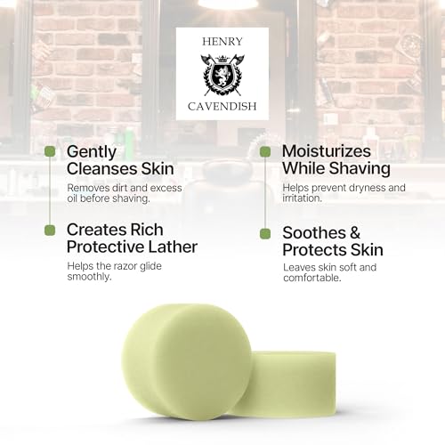 Image of Henry Cavendish Eucalyptus Mint Shaving Soap with Shea Butter & Coconut Oil. Long Lasting 4 oz Puck Refill. Himalaya Fragrance. All Natural. Rich Lather, Smooth Shave. For Ladies and Gentlemen.