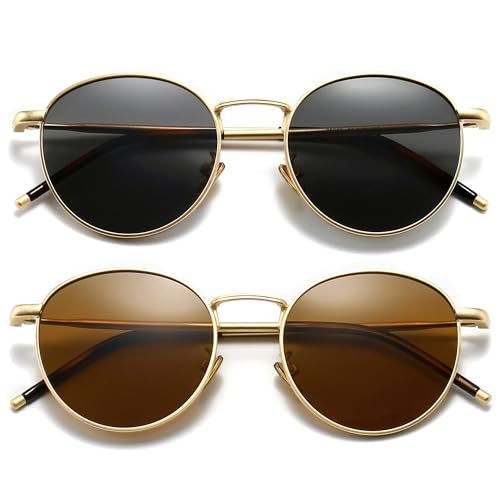 Image of SUNGAIT Polarized Classic Small Vintage Round Sunglasses For Women Men Classic Metal Frame Retro