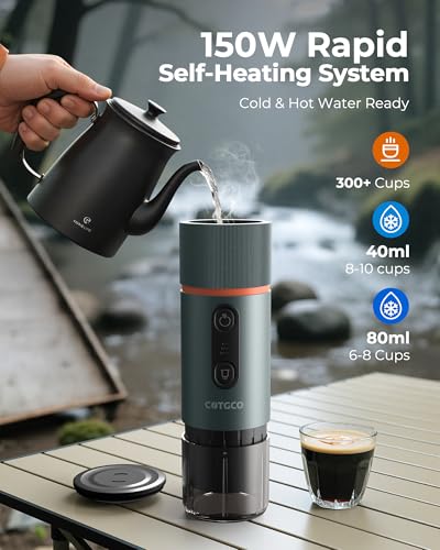 Image of Portable Espresso Coffee Maker: 12V Mini Electric Travel Expresso Machine - Automatic Compatible with NS Capsule Machines - for Car Hiking Camping
