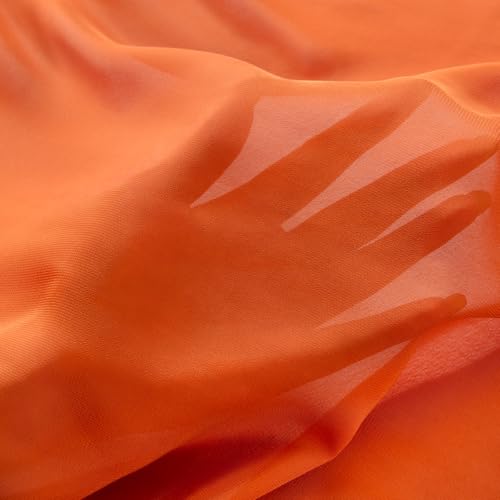 Image of Orange Chiffon Fabric by The Yard Continuous Sheer Arch Fabric 10 Yards | Pre-Cut Chiffon Draping Panels Airy Wedding Arch Draping Fabric 60 inch Wide for Events Backdrop Ceiling Decor DIY Craft Use