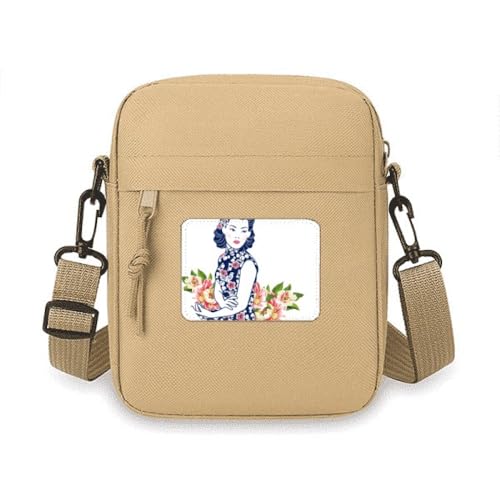 Sac bandoulière fleurs bleues culture chinoise mini pochette femme