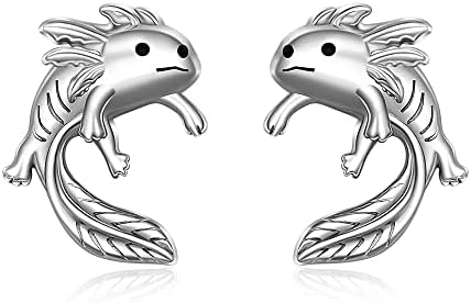 Axolotl Earrings Cute Mexican Axolotl Stud Earrings Retro Animal Sea Creature Sterling Silver Funny Axolotls Lover Gifts