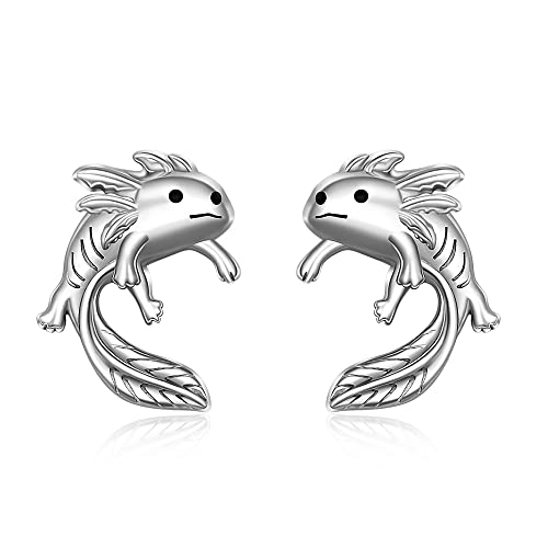 Axolotl Earrings Cute Mexican Axolotl Stud Earrings Retro Animal Sea Creature Sterling Silver Funny Axolotls Lover Gifts #TOP25