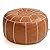 Thgonwid Unstuffed Handmade Moroccan Round Pouf Foot Stool Ottoman Seat Faux Leather Large Storage Bean Bag Floor Chair Foot Rest for Living Room, Bedroom or Balcony (Brown)