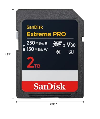 Image of SANDISK 2TB Extreme PRO SDXC UHS-I Memory Card - Up to 250MBs - C10, U3, V30, 4K UHD, SD Card - SDSDXXD-2T00-GN4IN