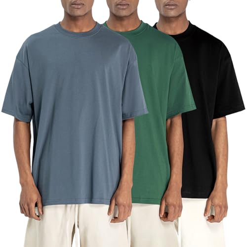 Mansy 3 Pack Oversized T Shirts Loose Fit Crew Neck