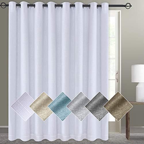 White Sliding Door Curtains 100% Blackout Extra Wide Curtain Panels Sliding Glass Door Curtains Thermal Insulated Patio Door Curtains(W100 x L84 1 Panel, White)