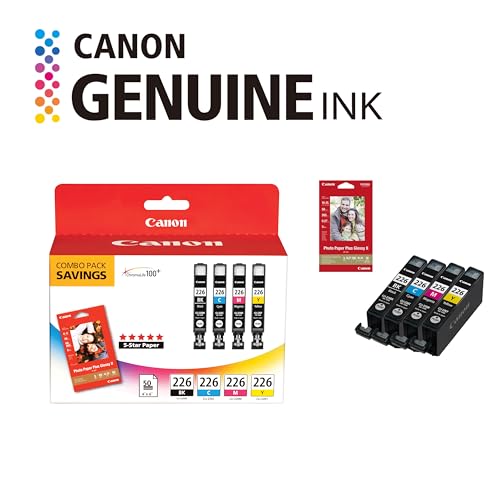 Canon CLI-226 Genuine Color Pack with 50 Photo Paper Sheets, Compatible with iP4820, MG5220, MG5120, MG6120, MG8120, MX882, iX6520, iP4920, MG5320, MG6220, MG8220, and MX892 Printers - image 2