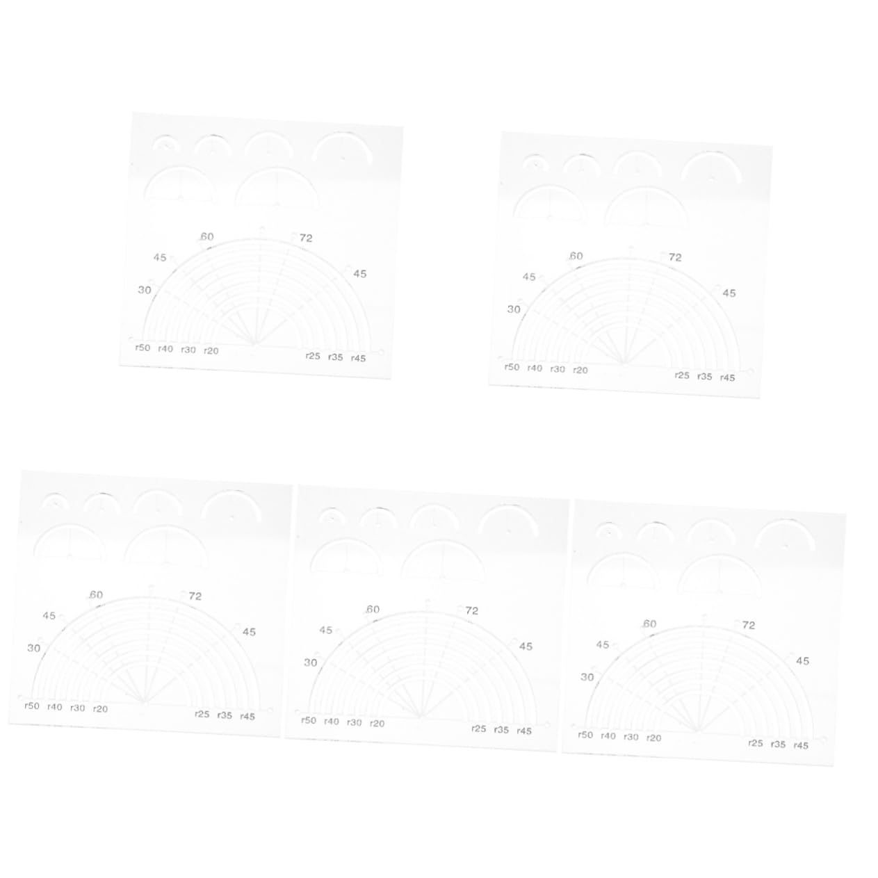 jojofuny 5 Piezas Conjunto de plantillas acolchadas puntada tela círculo equipo gobernantes plantillas de costura herramienta de costura acolchado Acrílico Transparent