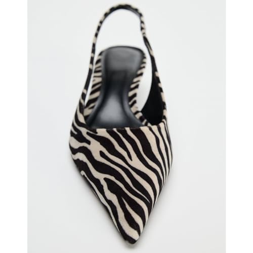 Fashion Leopard Print Slingback Pumps Shoes for Women Pointed Toe Kitten Heels2