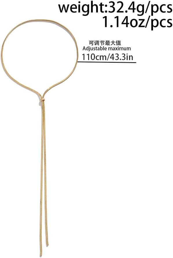 Long Gold Lariat Necklaces for Women Fashion Formal Evening Wear Statement Drop Necklace Adjustable Knot Snake Chain Choker Jewelry Costume Accessories - Image 3