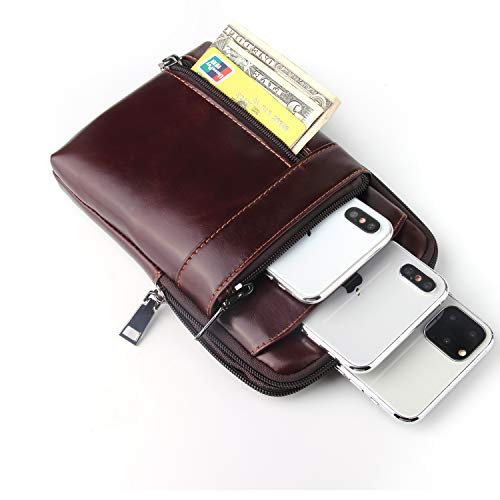 Bolsa de couro genuíno para smartphone, suporte de celular, capa flip para celular, carteira, mensag