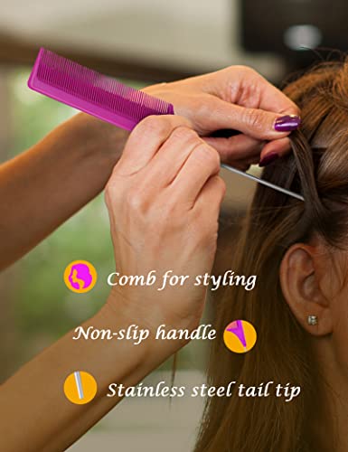 Shineworth 7-Piece Wig Brush Comb Set - Includes 1 Loop Brush, 1 Wide-Tooth Brush, 1 Metal Tail Comb, 2 Edge Brushes & 2 Hair Clips - Perfect For Synthetic Wigs, Hair Extensions & Human Hair #TOP2