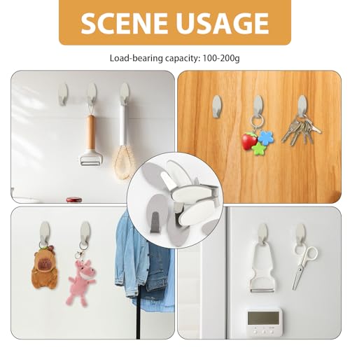 Lunpoem 30PCS Selbstklebende Mini Haken, Oval, Kleine Haken Ohne Bohren, Edelstahl, Klebehaken Extra Stark für Schlüssel, Kleine Gegenstände, Obergewand, Wäsche