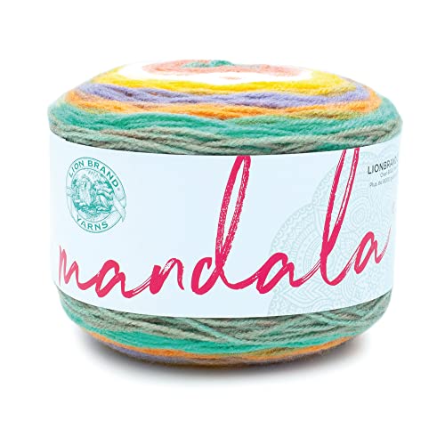 Image of Lion Brand Yarn, Mandala DK Lightweight Yarn for Knitting, Crochet, and Crafts, Pixie, 1 Pack, Self-Striping Acrylic Fiber for Baby Blankets, Multicolor Shawls and Variegated Cardigans