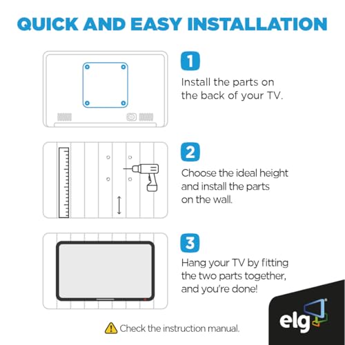 Image of ELG TV Wall Mount 32 to 77 Inches| Heavy Duty Flat LED /HD /Smart Screens /Curved Wall Stand |VESA 100x100 to 400x400, Auto-Lock+Bubble|Universal FIX400.